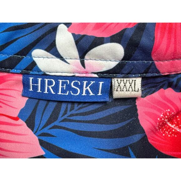 Hreski Men's Short Sleeve Floral Performance Golf Polo Shirt - Size 3XL - Picture 3 of 4